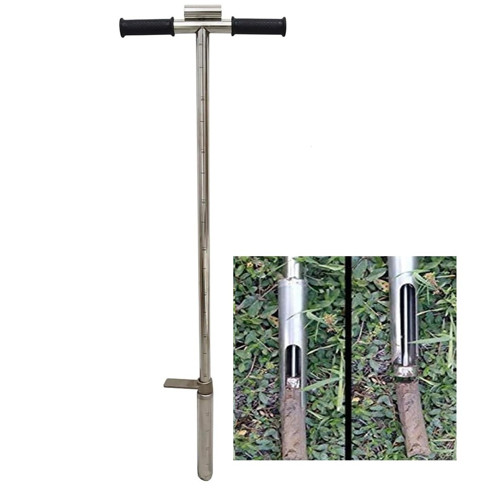 40" Soil Sampler Probe Soil Test Probe with 9.8" Sample Ejector and Foot Peda...