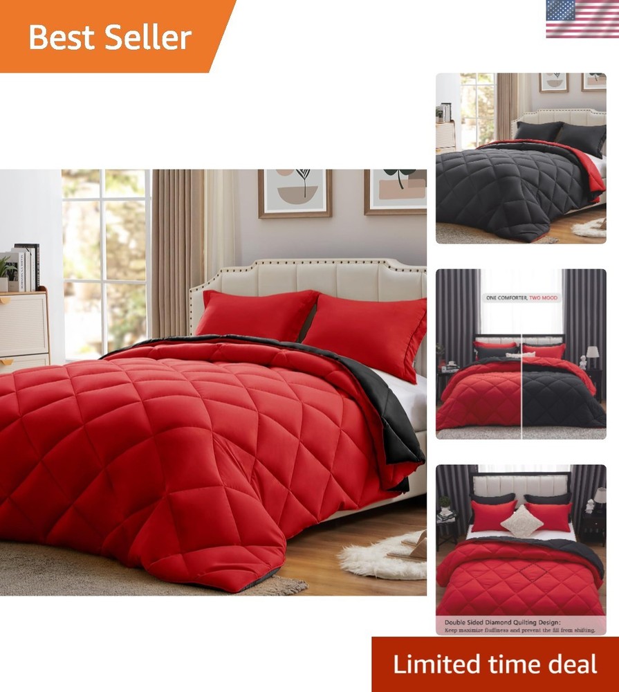 Luxurious Microfiber King Comforter Set - Reversible, Machine Washable Elegance