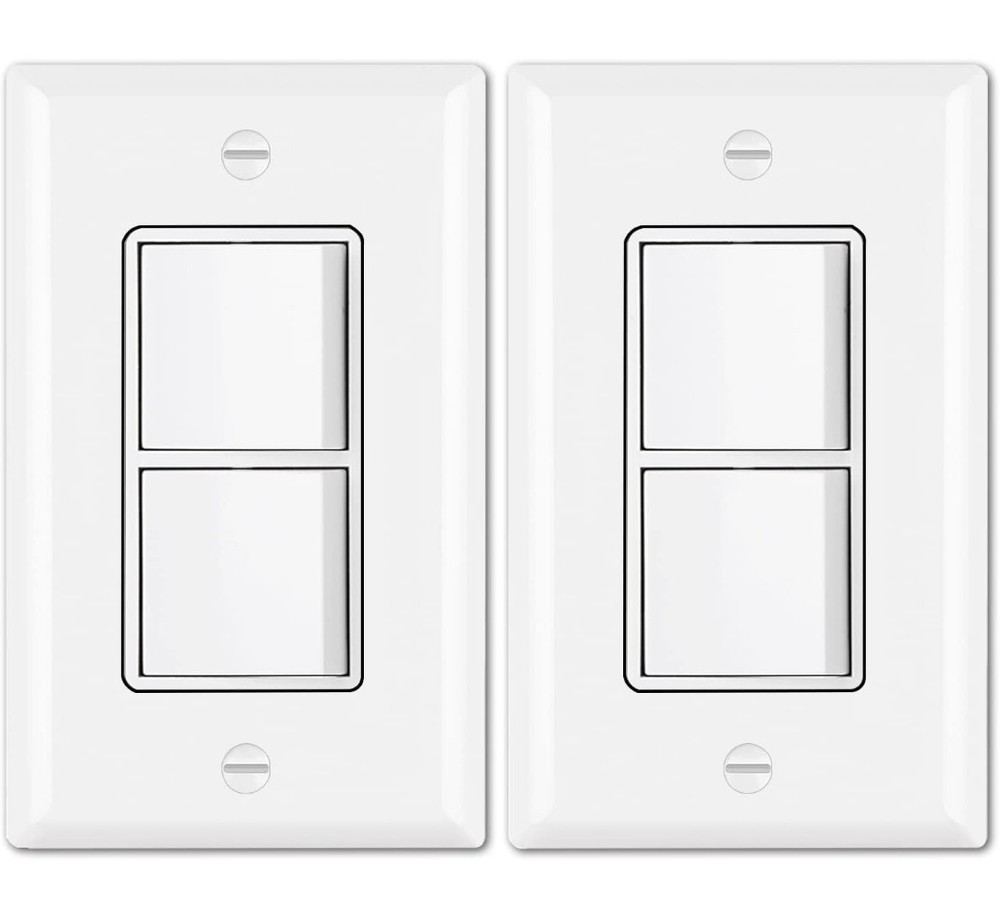 BESTTEN 2 Pack Double On/Off Rocker Light Switch, Single Pole Combination