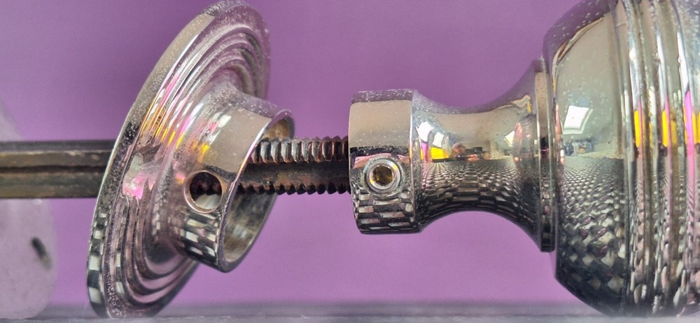 2 x Solid 1940's Art Deco Style Reproduction Chromed Brass Door Knobs 0.9kg