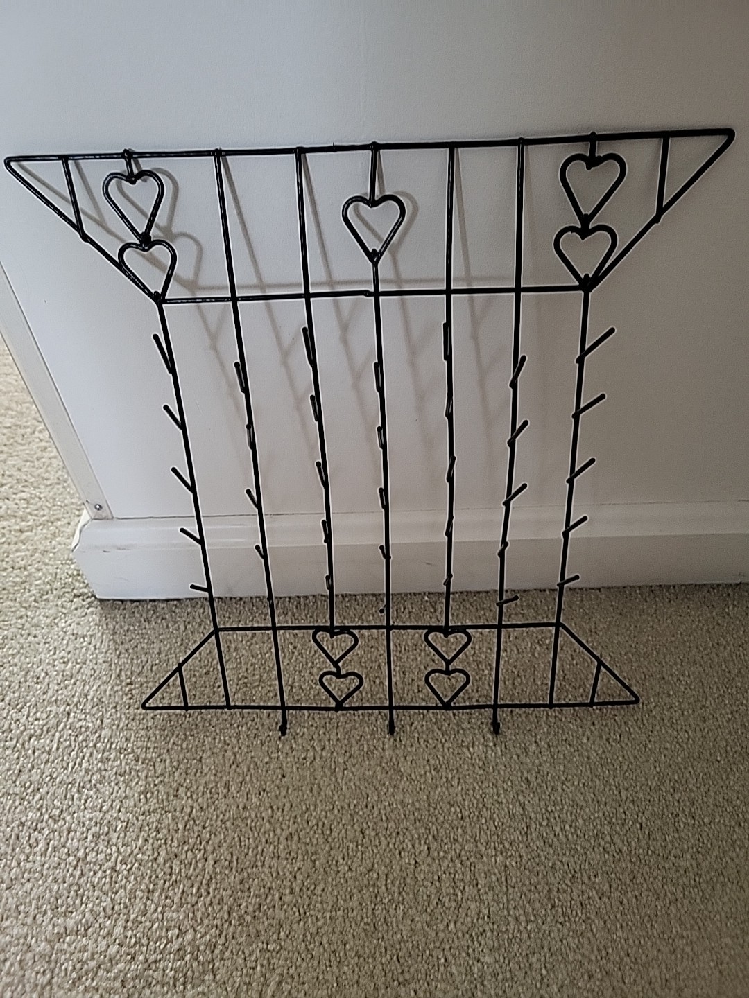 Vtg Black Wire Thread Holder Spools Granny Core Country Wall Heart  Decor