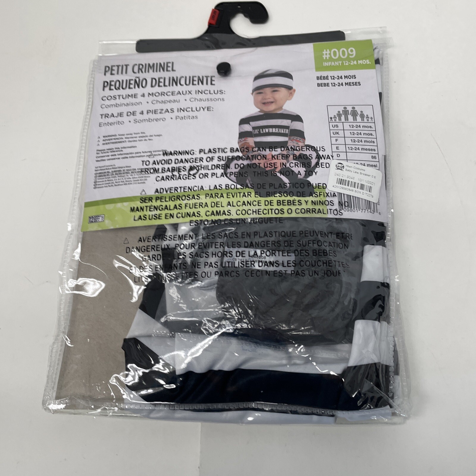 Lil' Law Breaker Jail Prison 4-pc Costume | Infant 12-24 Months Halloween