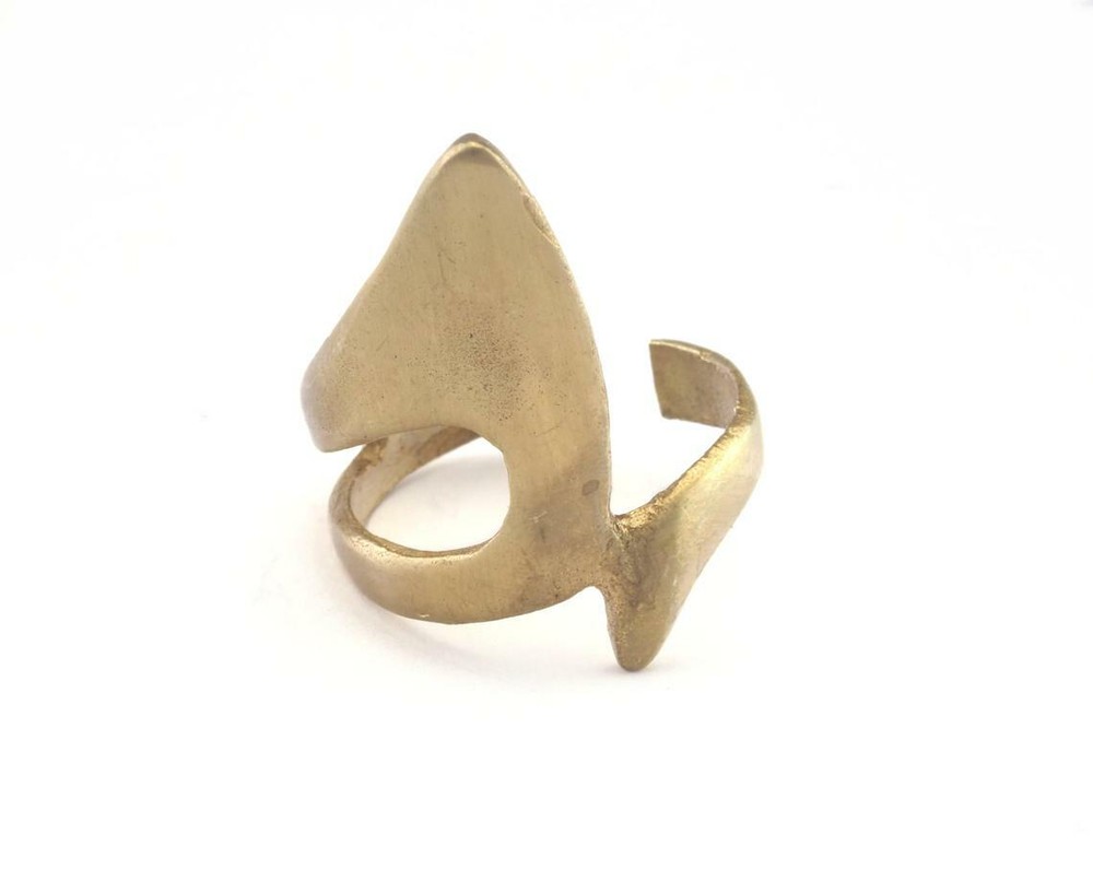 Ring Adjustable raw brass 8US Shark fin Statement Ring Women
