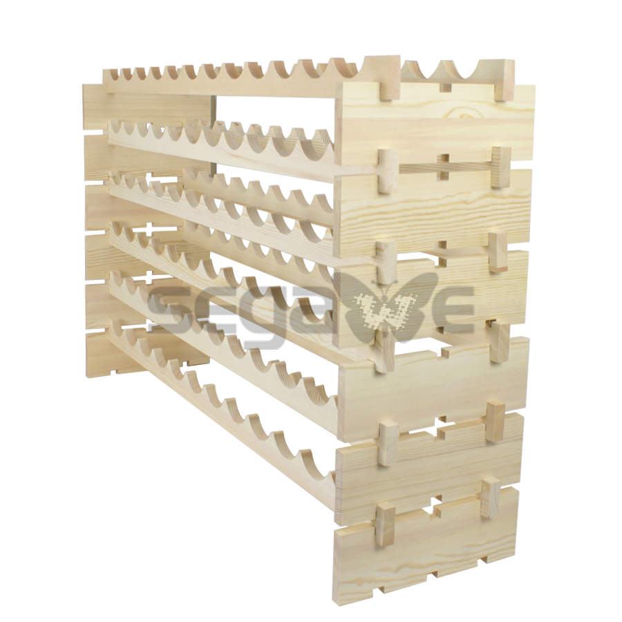 72 Bottles Wine Rack Stackable Storage 6 Tier Solid Wood Shelves Heavy Duty