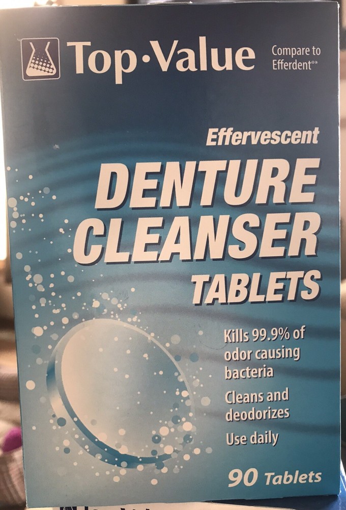 2 Boxes Top-Value Effervescent Denture Cleanser One Box Open One Caps Gone