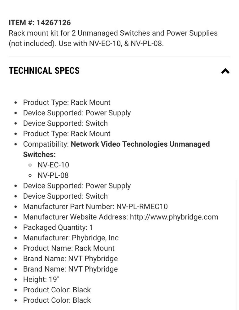 NVT Phybridge, NV-PL-RMEC10 Rack Mount, 2RU
