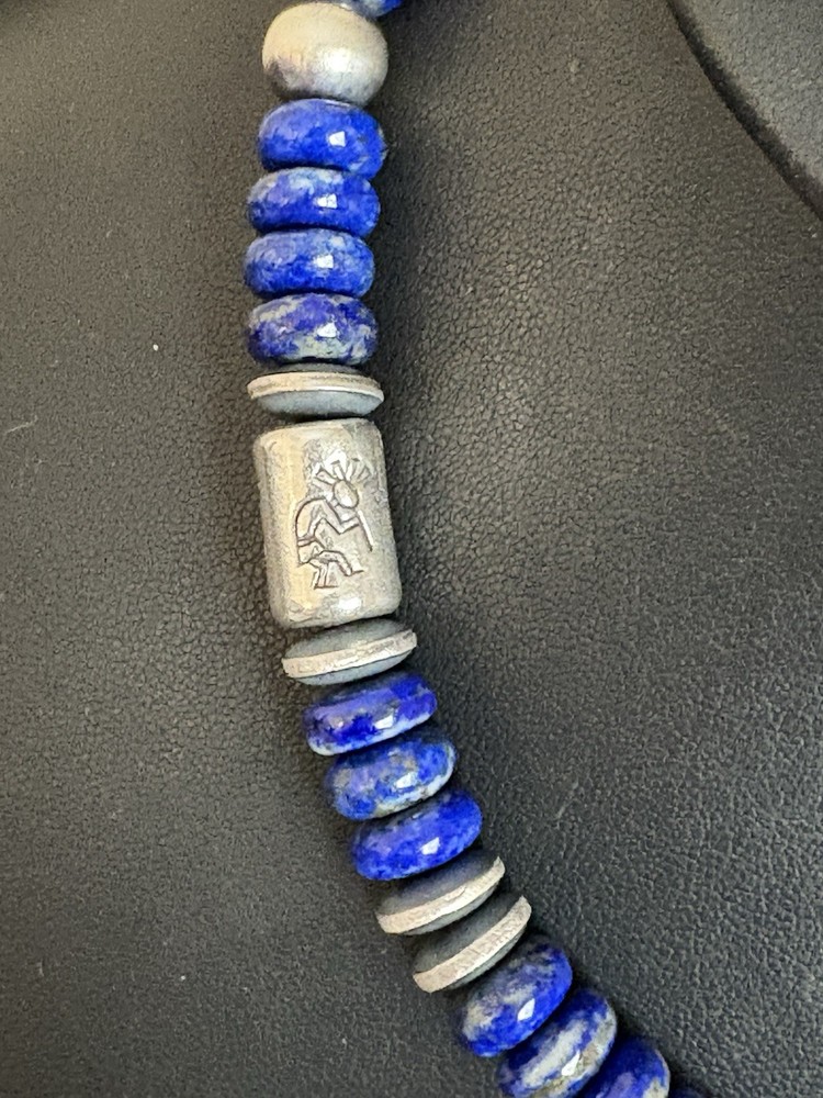 Lapis with sterling silver bead necklace