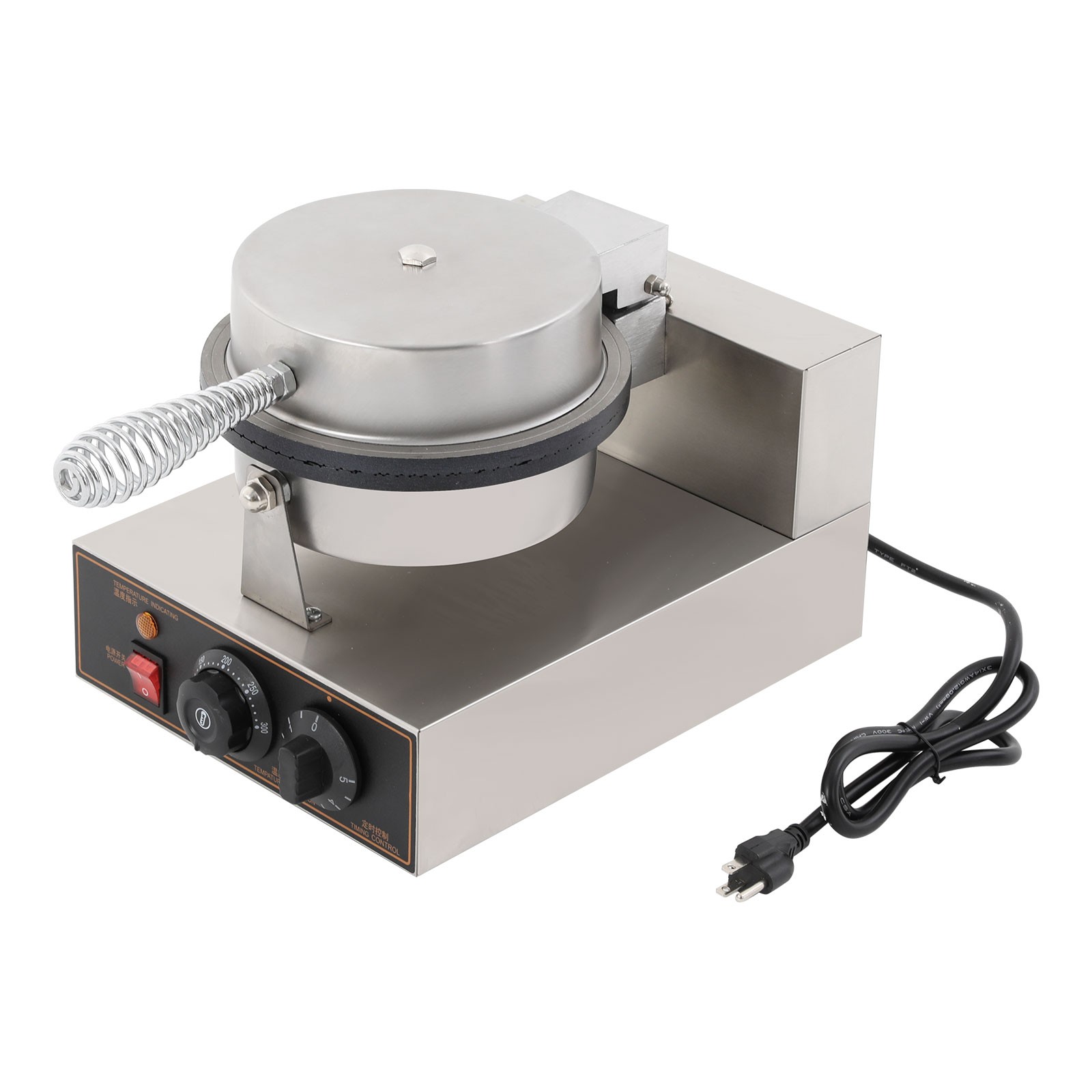 Commercial Electric Waffle Cone Maker 1200W Egg Roll Machine w/ Cone Mold