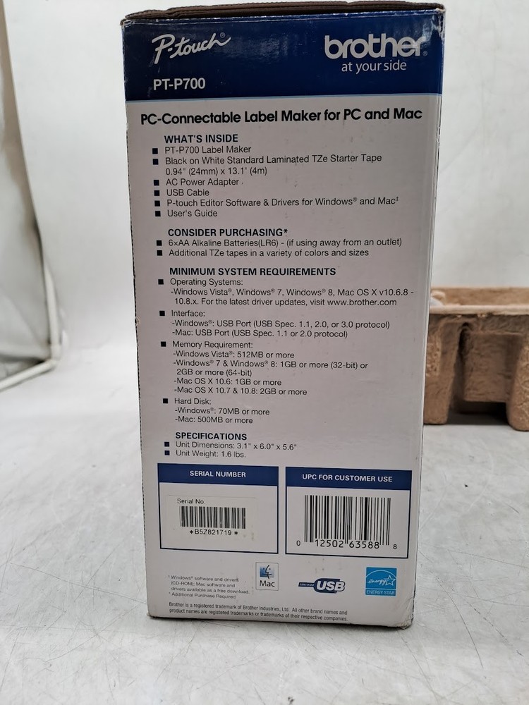 Brother P-Touch PC Connectable Label Maker (PT-P700) White