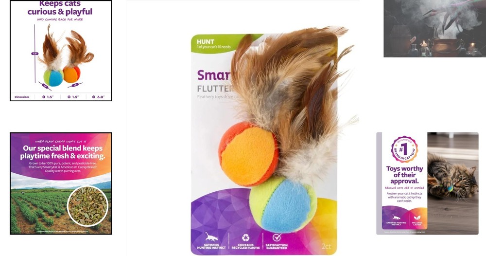 Interactive Plush Catnip Flutter Balls with Feathers - Ideal for Kittens