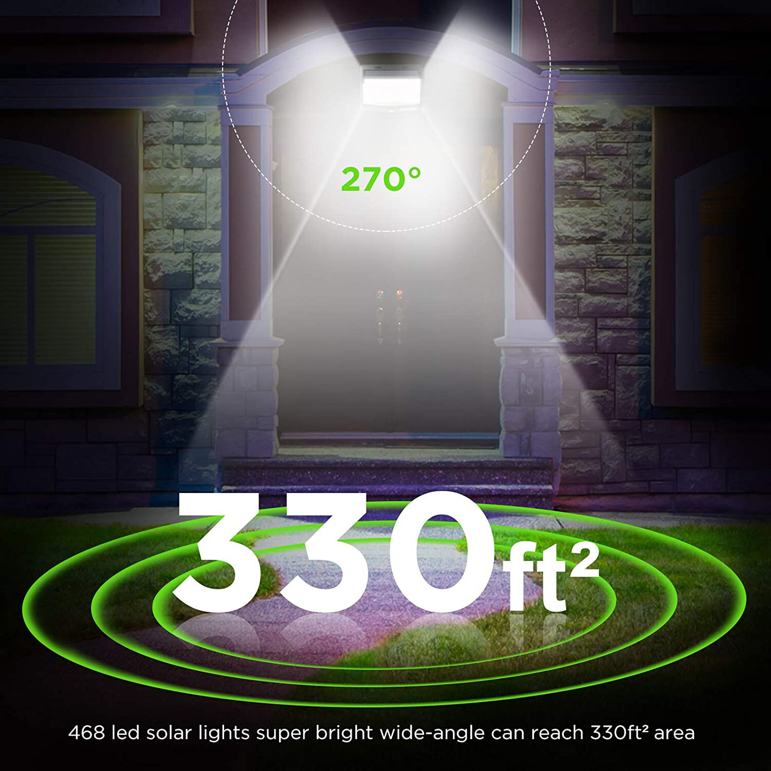 468 LED Solar Powered PIR Motion Sensor Lights Outdoor Garden Security Wall Lamp