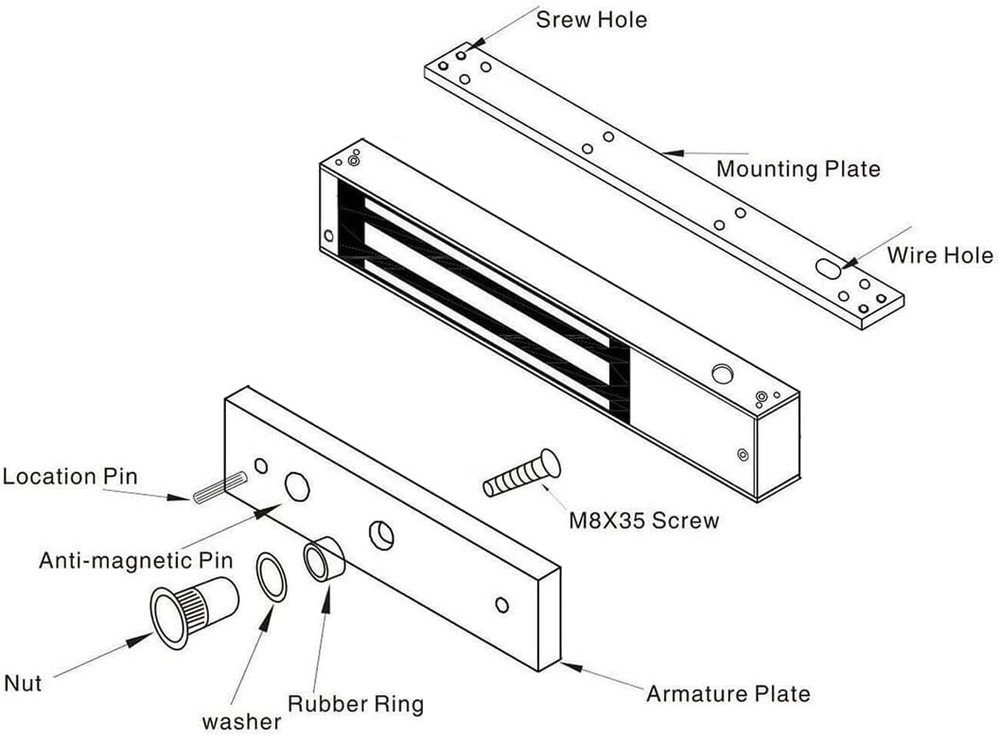 600lbs Electromagnetic Door Lock for Access Control 12V System - Single Door