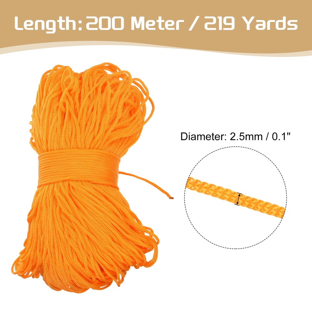 Macrame Cord 2.5mm x 219 Yard, Polyester Macrame Rope Twisted Yarn-Orange