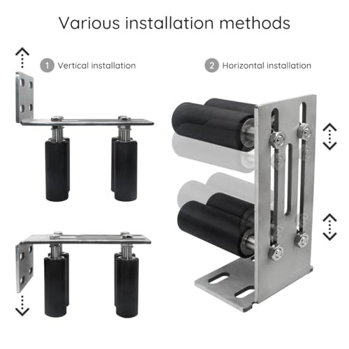 Slide Gate Guide Rollers，4”Universal L Bracket Adjustable 4 Nylon Rollers Gate