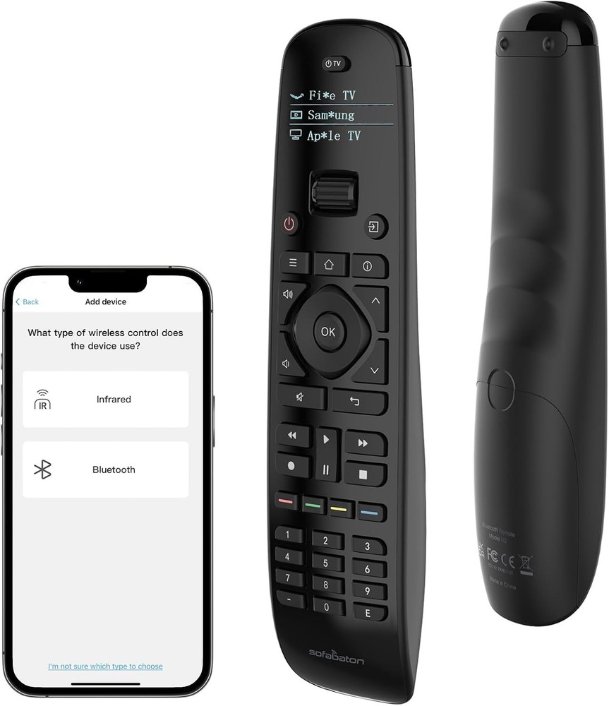 SofaBaton U2 Universal Remote with Backlit Button, All in One Black
