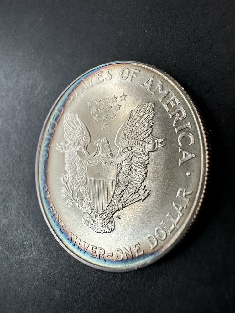 1995 American Silver Eagle 1 Oz Silver Coin Rainbow Toned