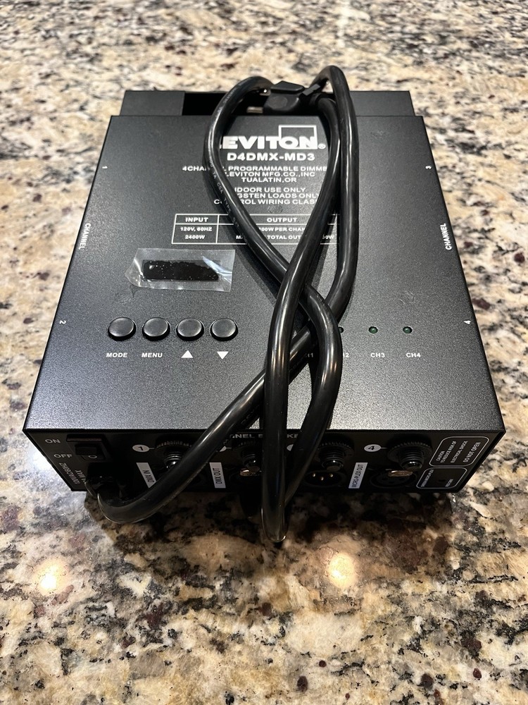 Leviton D4DMX-MD3 4-Channel Programmable Dimmer Pack