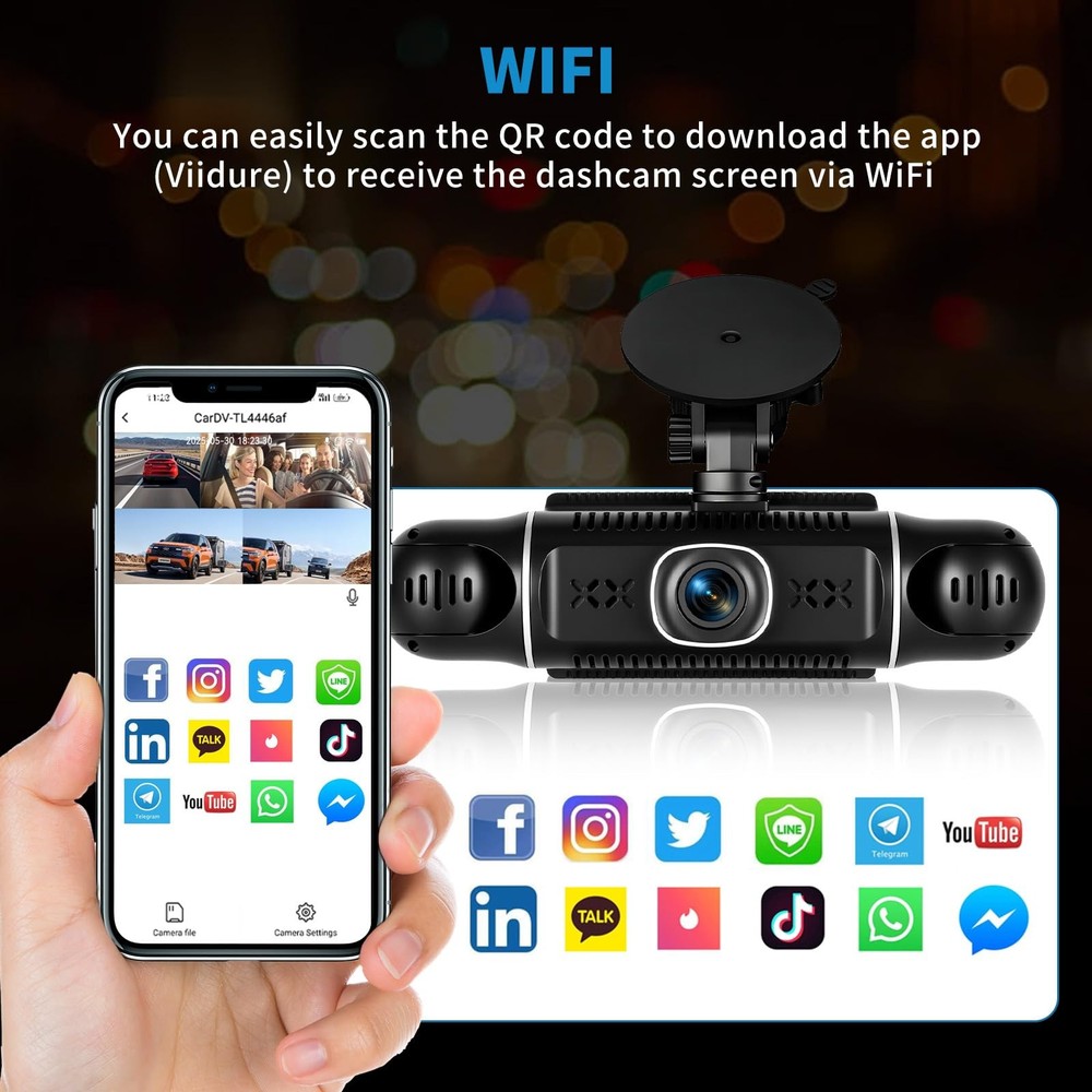 5 Channel Dash Cam Front and Rear Inside Left Right, 3'' 1080P