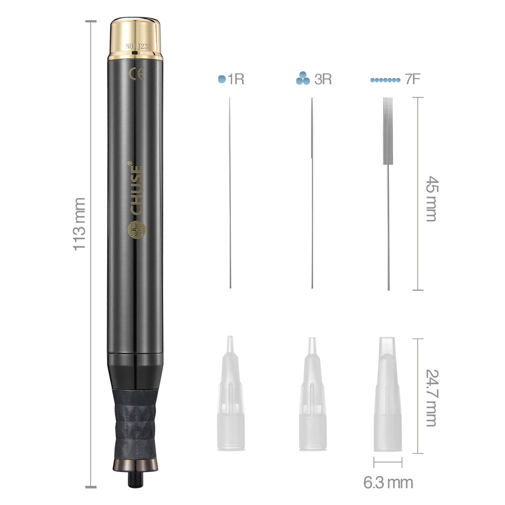 CHUSE P1 Wireless Tattoo Machine Permanent Makeup Rotary Pen Needle Tip Set SPMU
