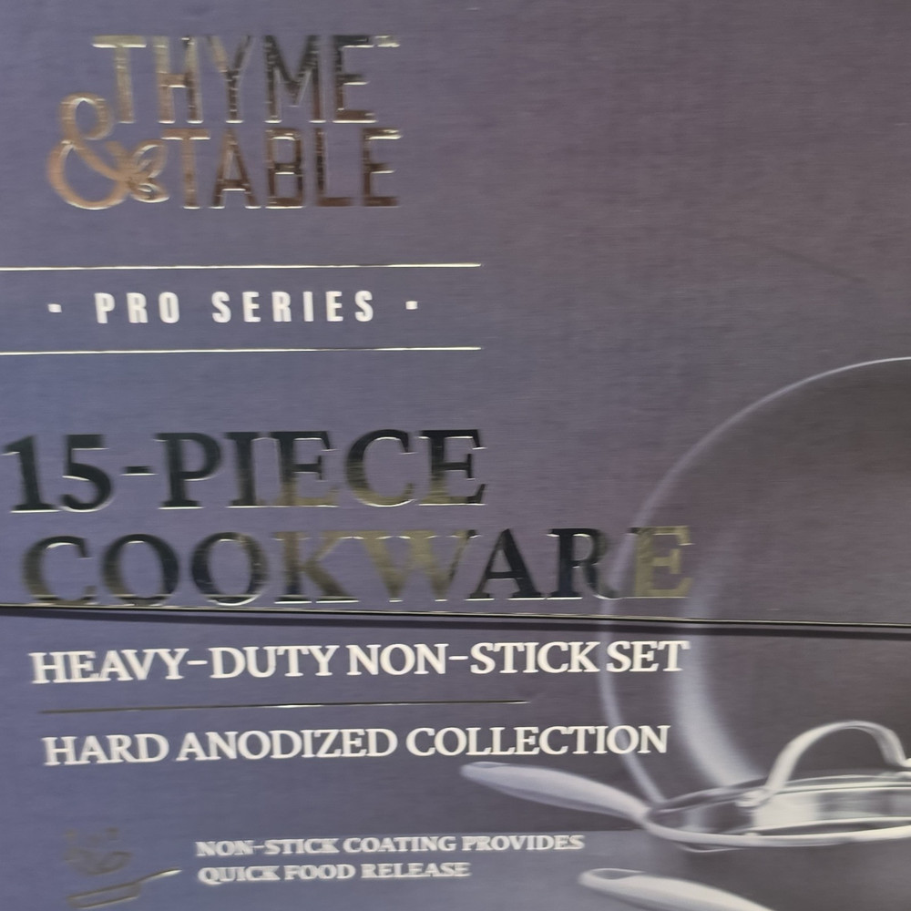 Thyme & Table Pro Series 15-Piece Hard Anodized Non-Stick Cookware Set
