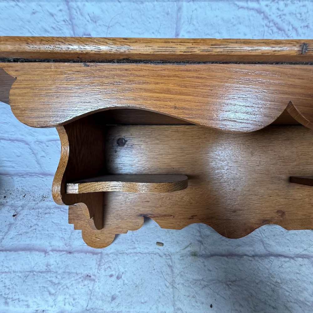 Vintage Oak Clock Wall Shelf