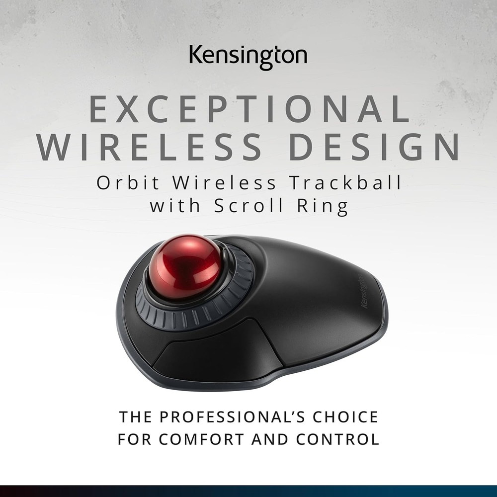 Orbit Wireless Trackball - Ergonomic, Scroll Ring, Bluetooth, 30ft Range