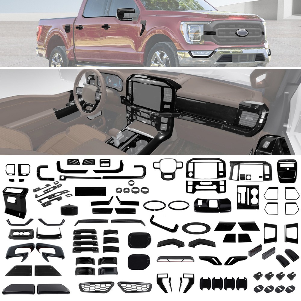 Gloss Black Center Console Trims Full Decor Kit for Ford F150 2021+ Accessories