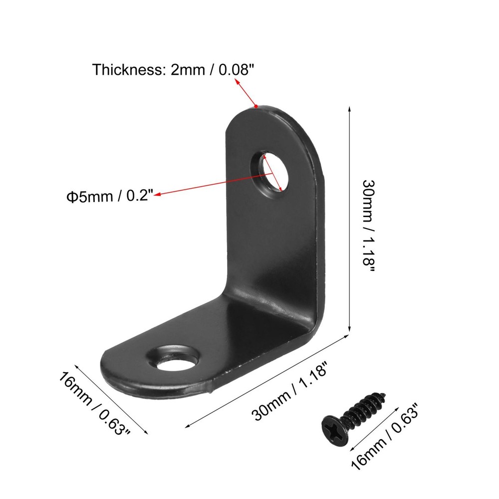 Angle reinforcement fixing angle bracket shape L 30mmx30mmx16mm, 10pcs