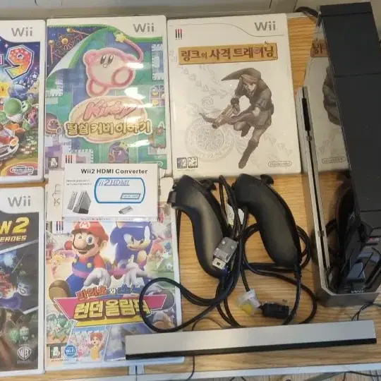 Nintendo Wii Console Bundle with Multiple Games and HDMI Converter