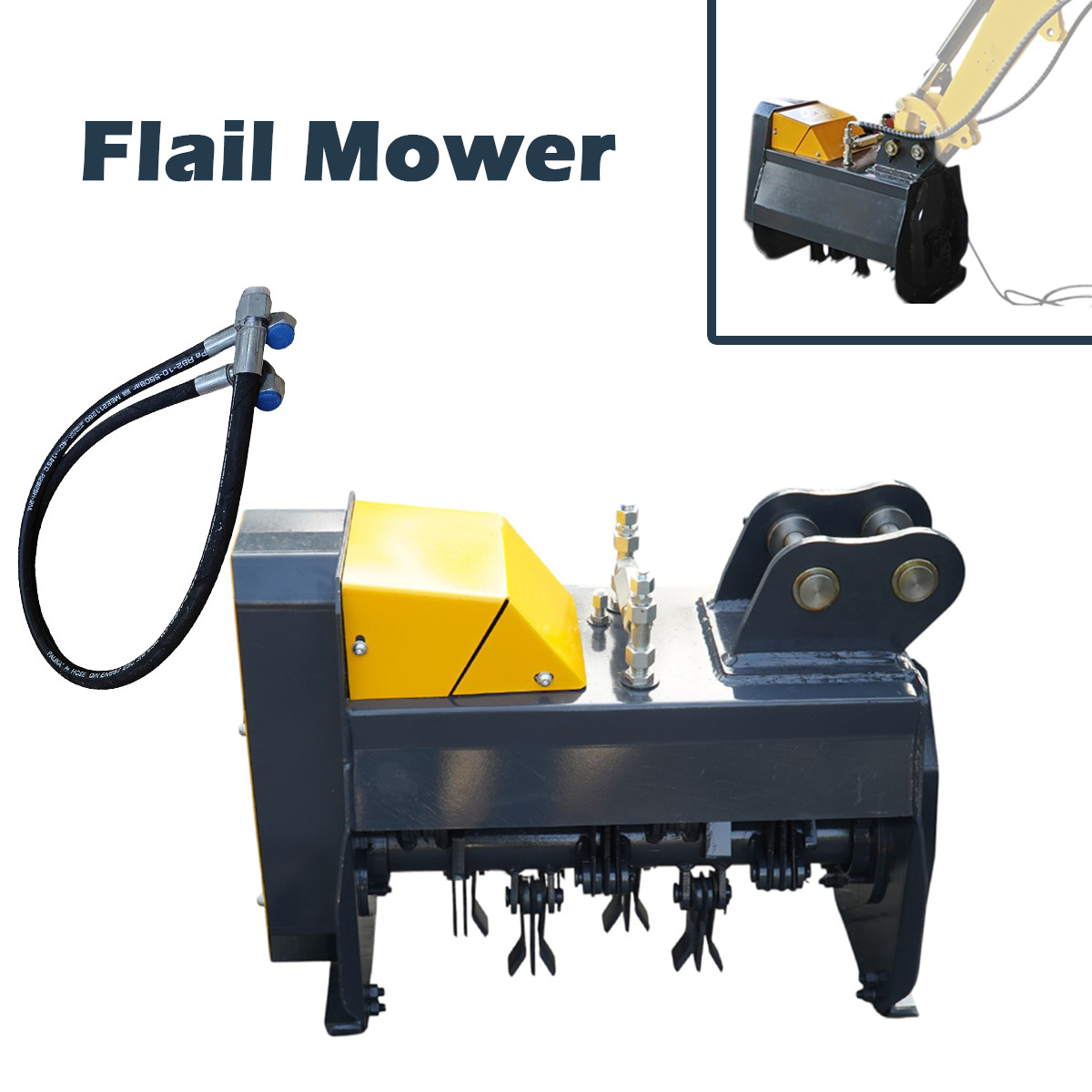 Flail Mower Hydraulic Mowing Flail Mower Attachment for Excavator with Hoses USA
