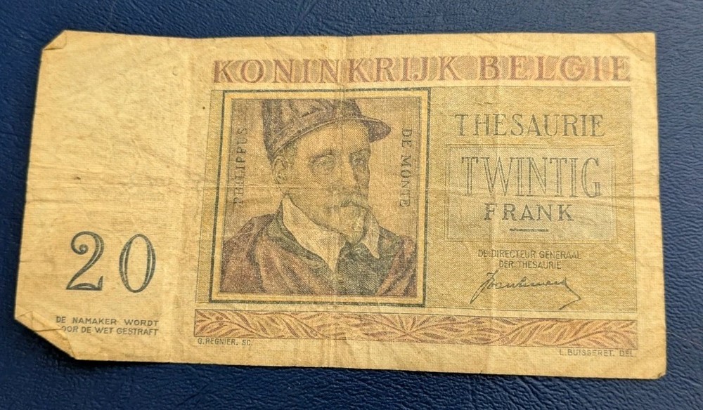 Belgium 20 franks  NOTE 1950