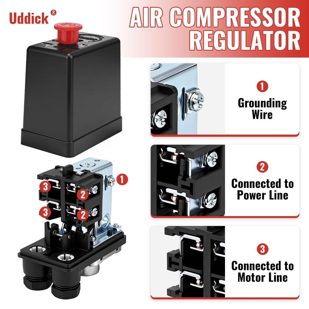 Air Compressor Pressure Control Switch with Gauge Regulator Control Valve,Man...