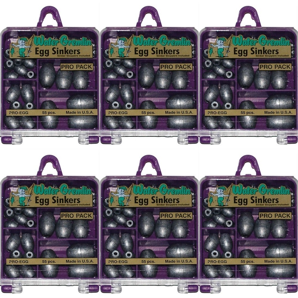 (6) Packs Water Gremlin Egg Sinkers Pro Pack (55 Pieces Per Pack) Brand New