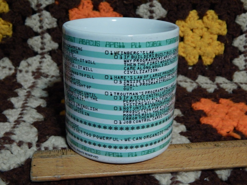 Kenneth Grooms ~ Computer Programming (1982) Ceramic MUG Coffee CUP Art 101