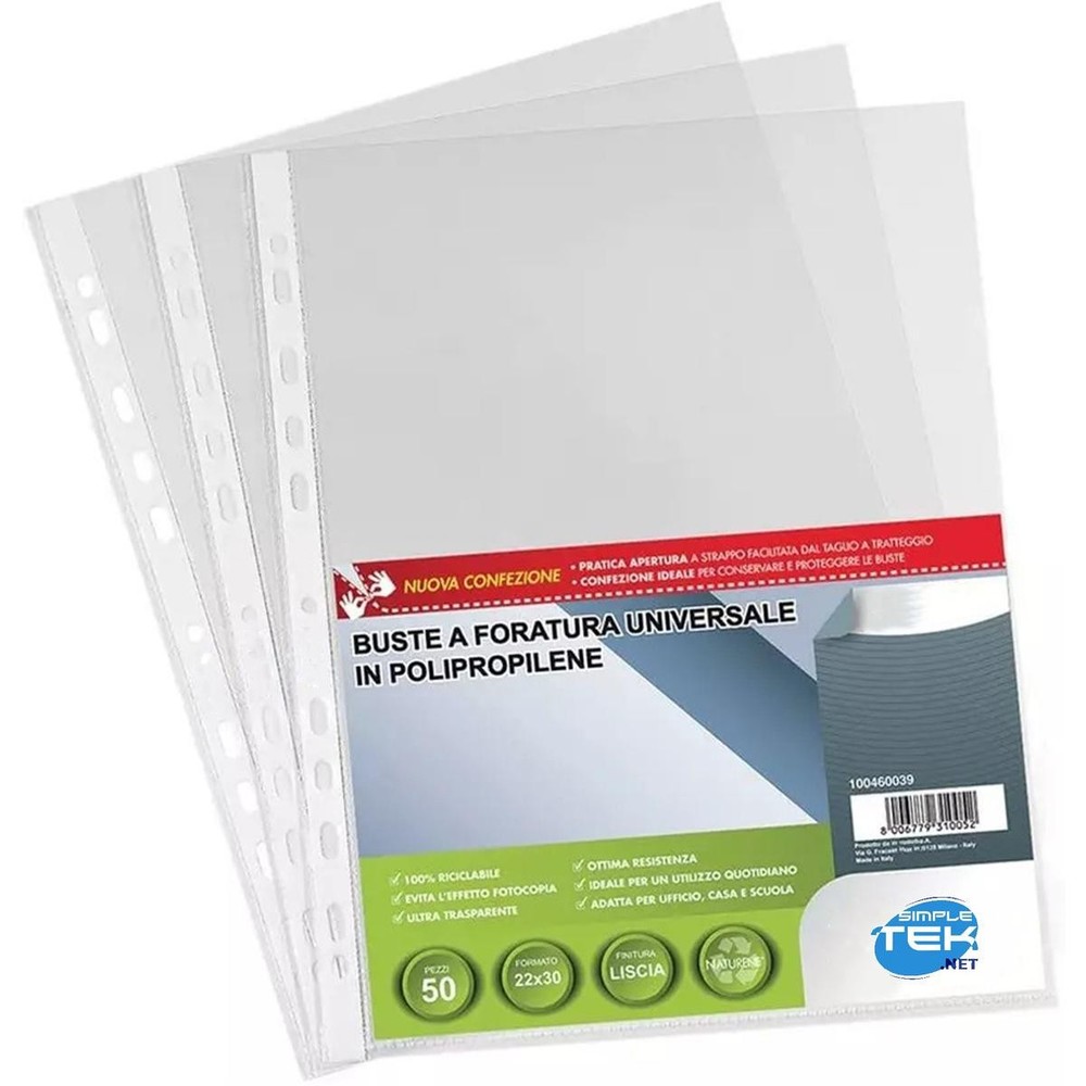 50 x 22X30 HIGH THICKNESS PERFORATED ENVELOPES FOR DOCUMENT RING BINDERS