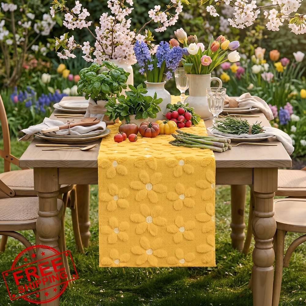 Artoid Mode Yellow Daisy Spring Table Runner 13x120 Inch