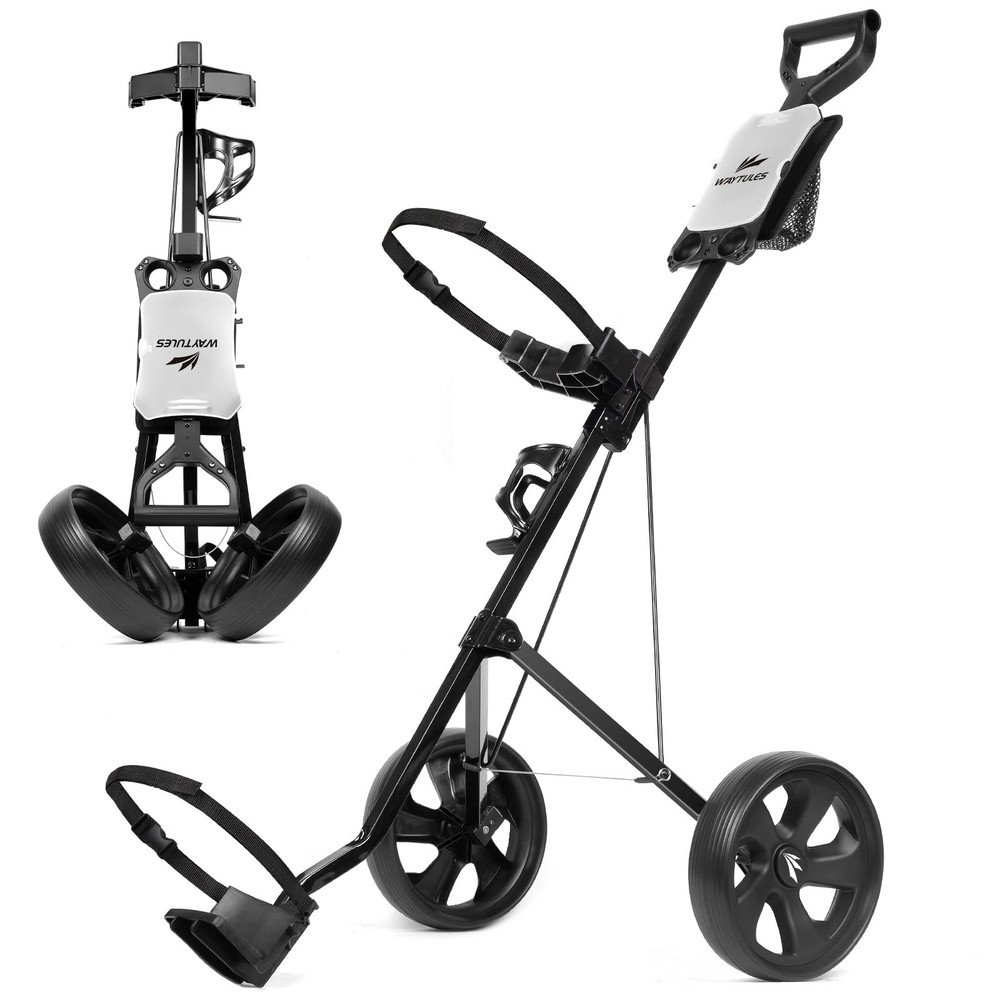Golf Pull Cart – Lightweight Foldable Golf Push Cart with Durable Steel Frame, A