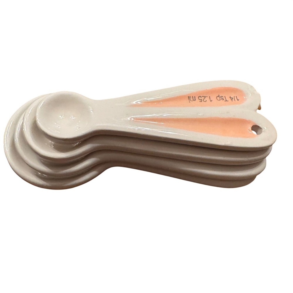 Cute Ceramic Bunny Rabbit Measuring Spoons Set Kitchen Baking Tool Easter Spring