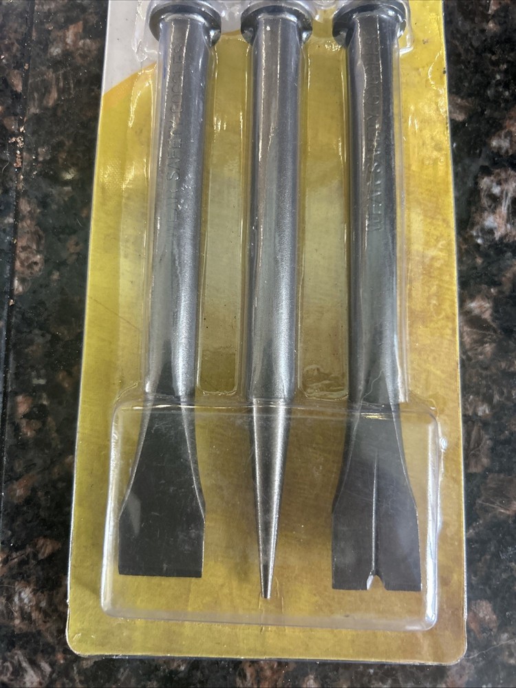 3PC EXTRA LONG BIT SET FOR AIR CHISEL PUNCH HAMMER TOOL FLAT TAPERED BOLT CUTTER