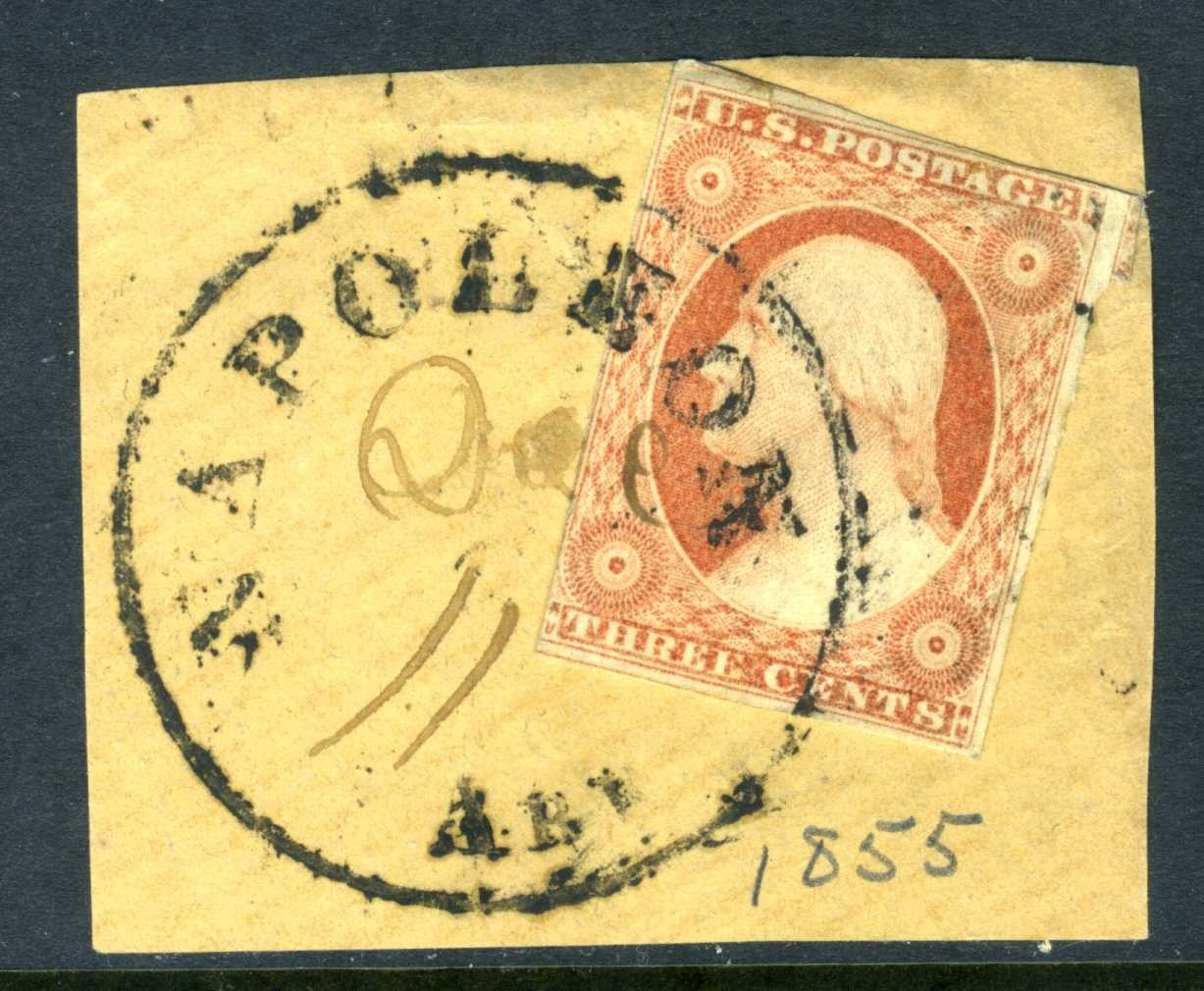 USA 1851 Washington 3¢ Imperf Scott #11A VFU Z753