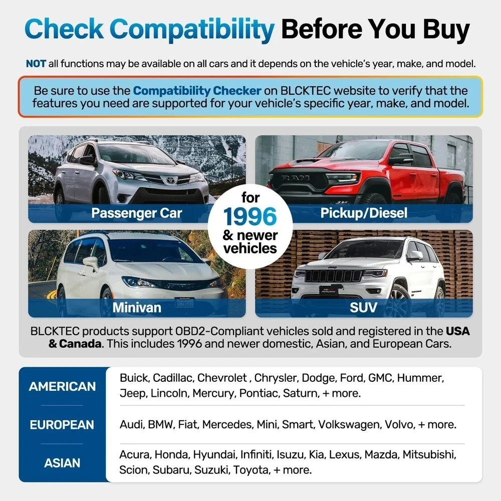 BLCKTEC 460T OBD2 Scanner Car Code Reader Engine ABS SRS Transmission Diagnostic