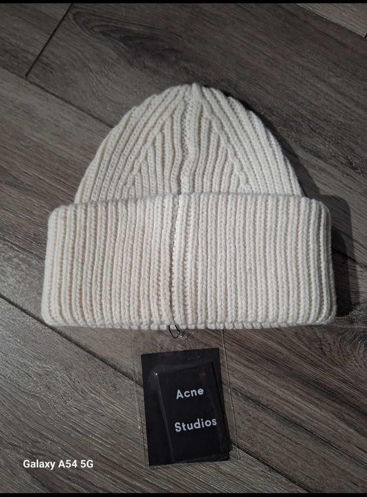 Acne Studios Ivory Smile Face Wool Bernie Hat