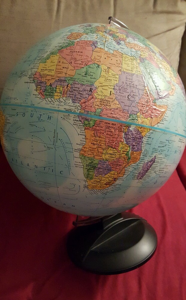 GLOBEMASTER 12" WORLD GLOBE w/ Raised Relief, smoke grey plastic base