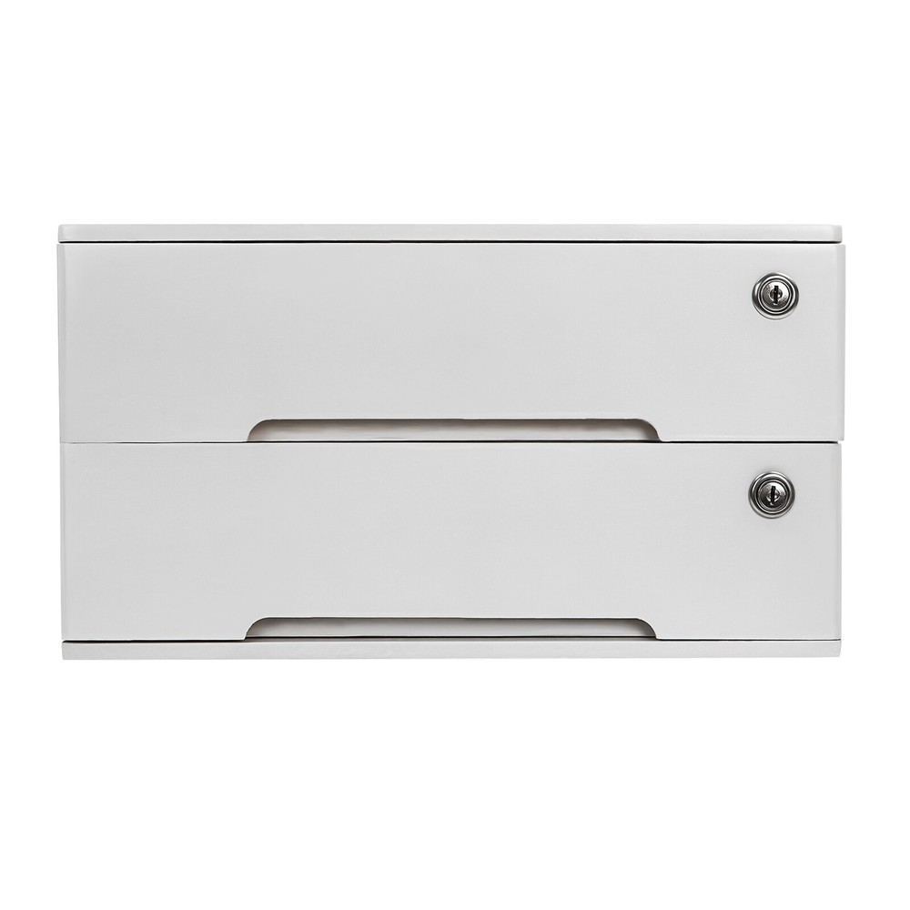 Compact Lockable 2-Drawer Wood Desktop Storage Cabinet with Keys