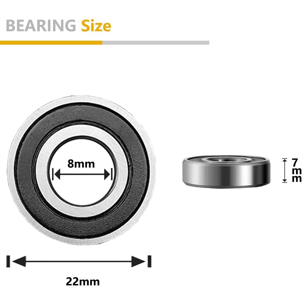 20Pcs 608 2RS Double Rubber Sealed Steel Miniature Deep Groove Ball Bearings