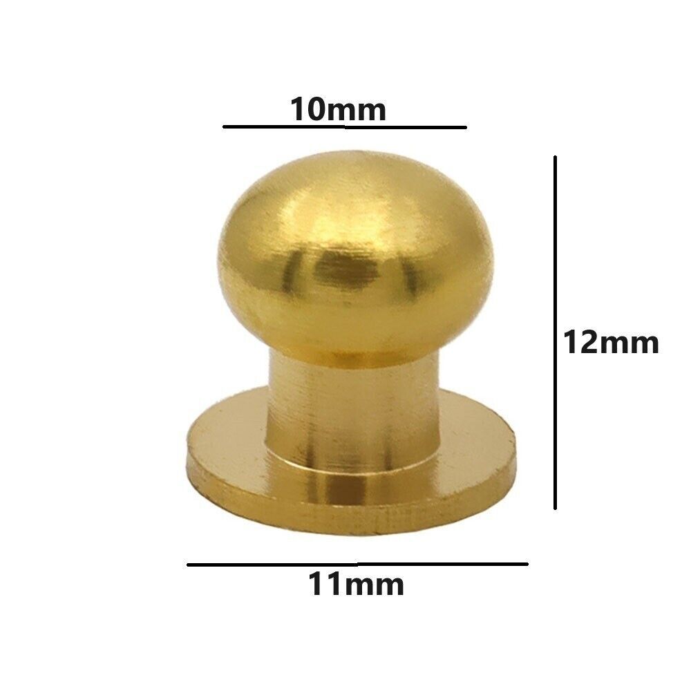 50pcs M3 Round Head Solid Brass Stud Screw Rivet Chicago Button Leather Craft