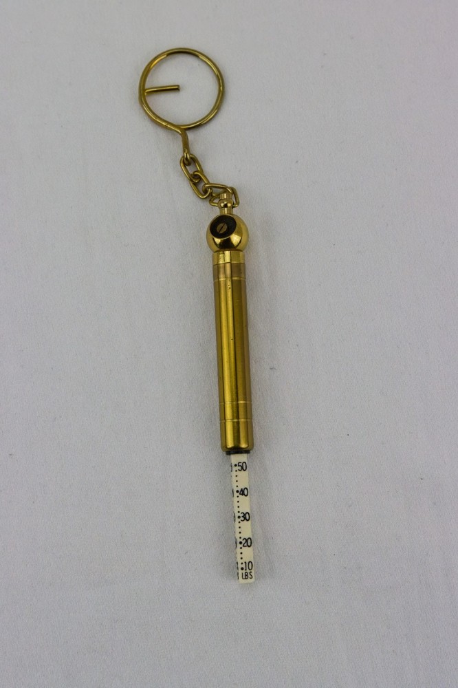 Brass Tire Pressure Gauge Keychain, UNTESTED