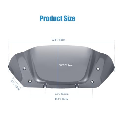10" Wave Windshield Windscreen Wind Splitter Compatible for Harley Dark Smoke