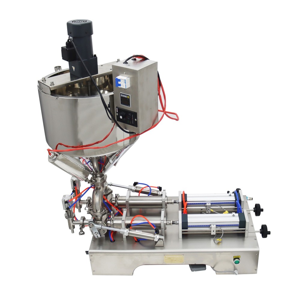 50-500ml Paste Liquid Filling Machine W/ Mixing,Heating Function 2Nozzle Filling