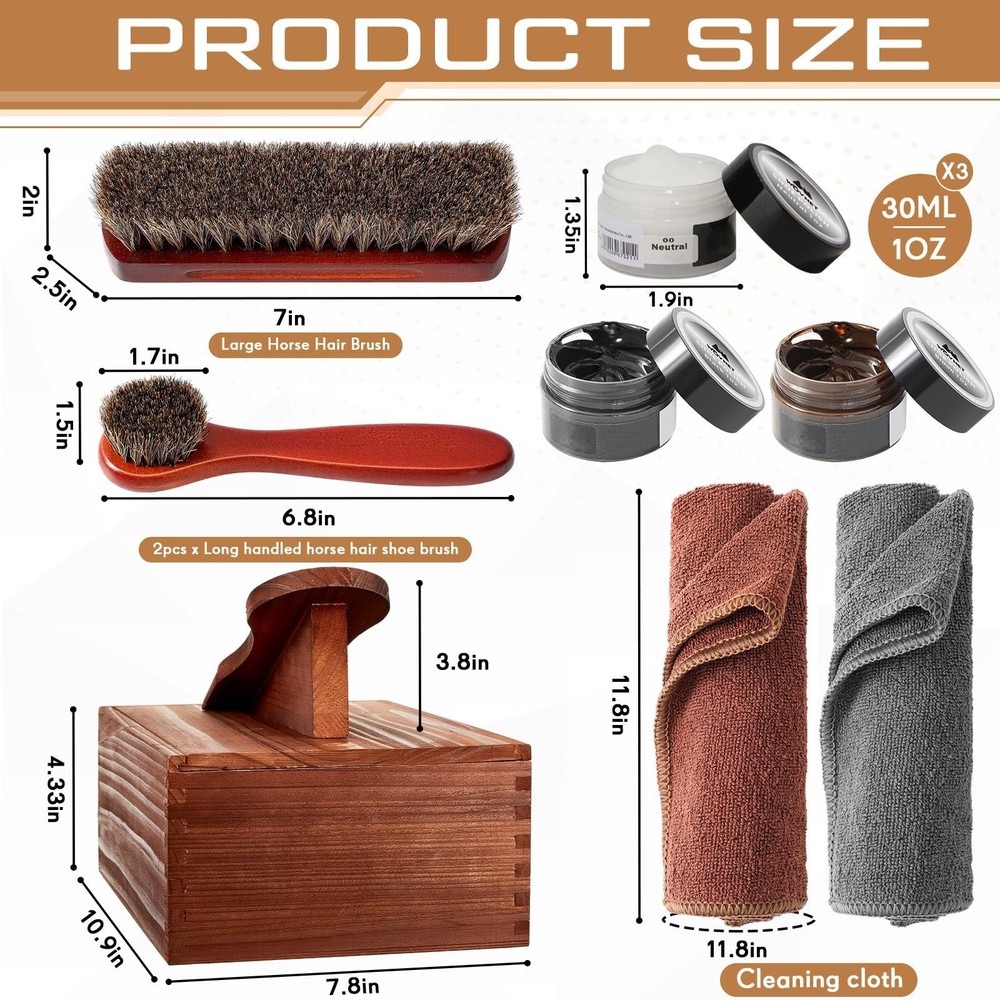9 Pcs Shoe Shine Valet Box Dark